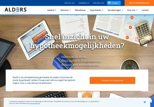 Screenshot van aldersfinancieeladvies.nl
