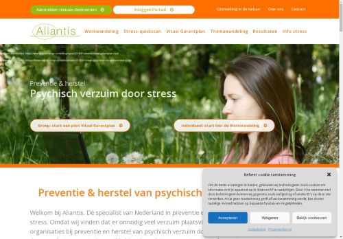 Screenshot van aliantis.nl