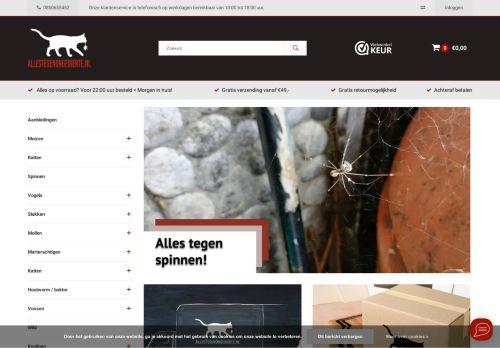 Screenshot van allestegenongedierte.nl