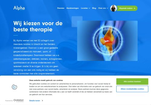 Screenshot van alphafysiotherapie.nl
