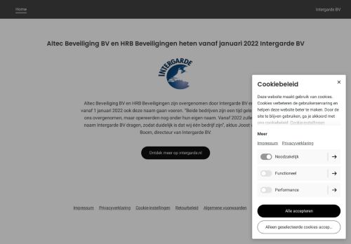 Screenshot van altecbeveiliging.nl