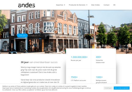 Screenshot van andes.nl