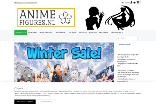 Screenshot van animefigures.nl