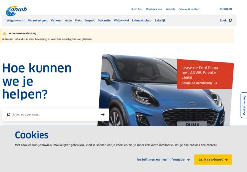 Screenshot van anwb.nl