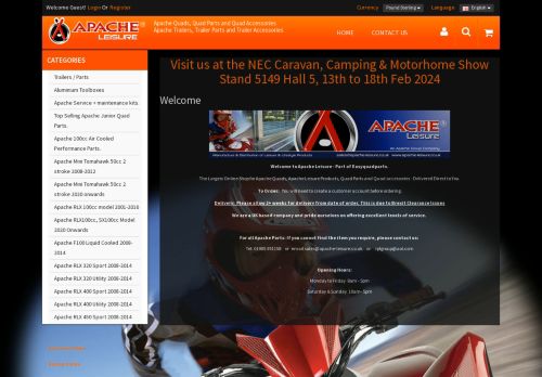 Screenshot van apache-leisure.co.uk