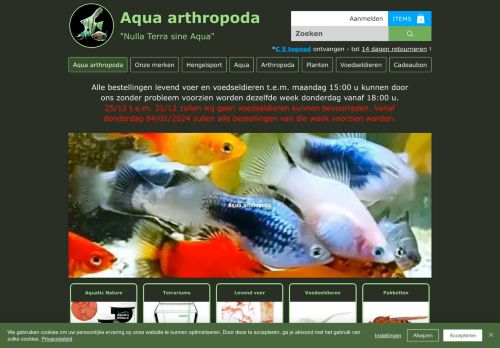 Screenshot van aqua-arthropoda.be