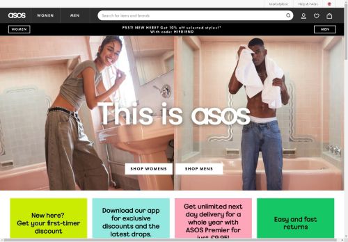 Screenshot van asos.com