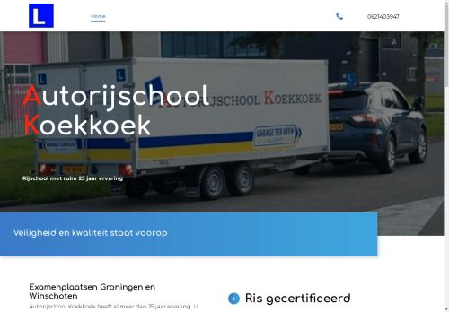 Screenshot van autorijschool-koekkoek.nl