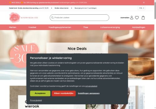 Screenshot van ayurveda101.nl