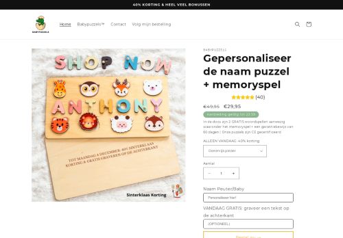 Screenshot van babypuzzels.nl