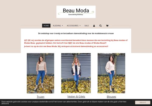 Screenshot van beaumoda.nl