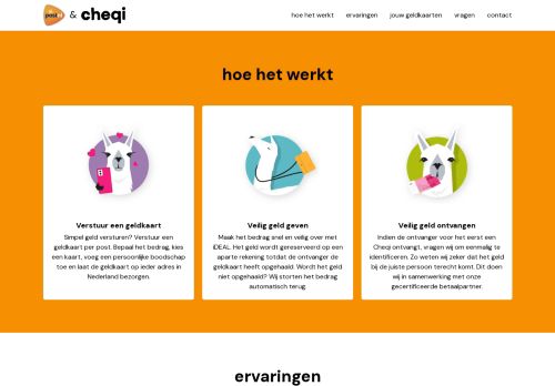 Screenshot van cheqi.nl