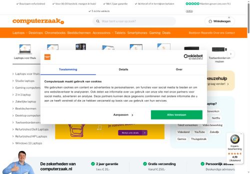 Screenshot van computerzaak.nl
