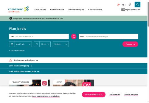 Screenshot van connexxion.nl