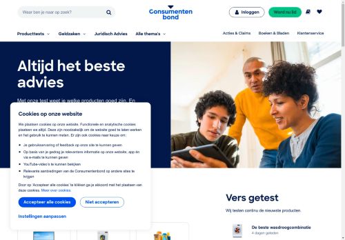 Screenshot van consumentenbond.nl