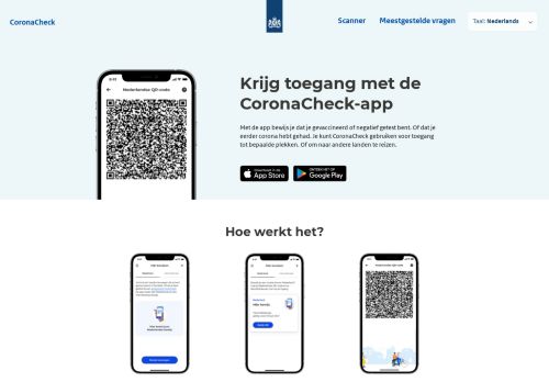 Screenshot van coronacheck.nl