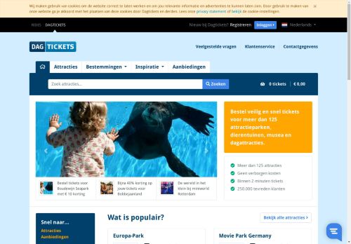 Screenshot van dagtickets.nl