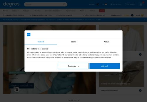 Screenshot van degros.nl