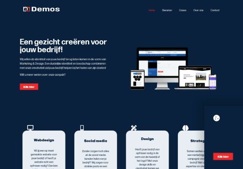 Screenshot van demos-marketing.nl