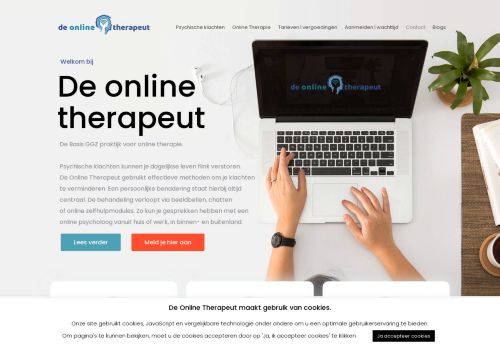 Screenshot van deonlinetherapeut.nl