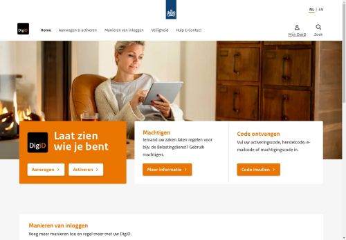 Screenshot van digid.nl