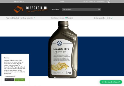 Screenshot van directoil.nl