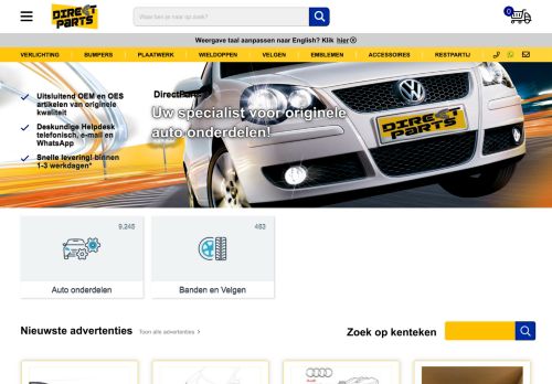 Screenshot van directparts.nl