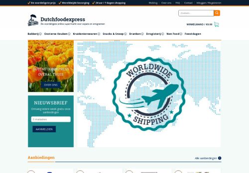 Screenshot van dutchfoodexpress.nl