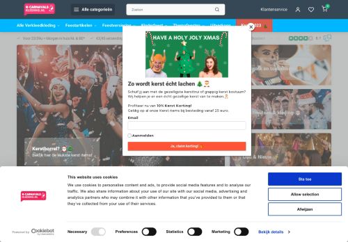 Screenshot van e-carnavalskleding.nl