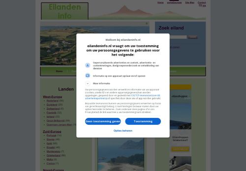 Screenshot van eilandeninfo.nl