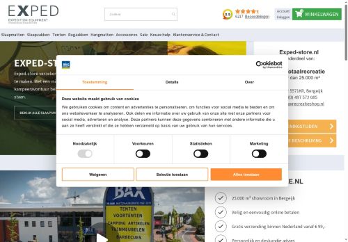 Screenshot van exped-store.nl