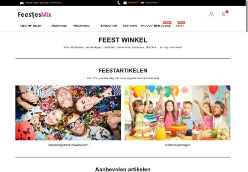 Screenshot van feestjesmix.nl