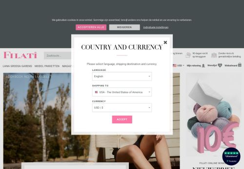 Screenshot van filati.nl