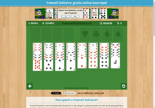 Screenshot van freecellsolitaire.nl