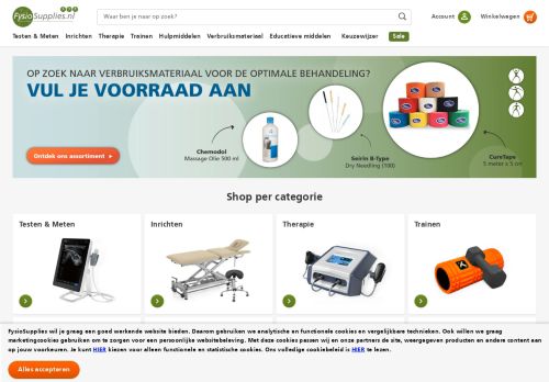 Screenshot van fysiosupplies.nl