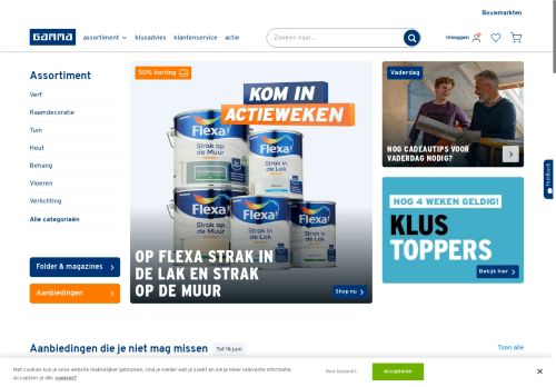 Screenshot van gamma.nl