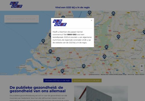 Screenshot van ggd.nl