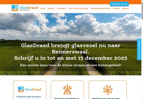 Screenshot van glasdraadreimerswaal.nl