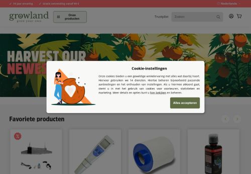Screenshot van growland.nl