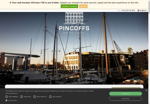 Screenshot van hotelpincoffs.nl