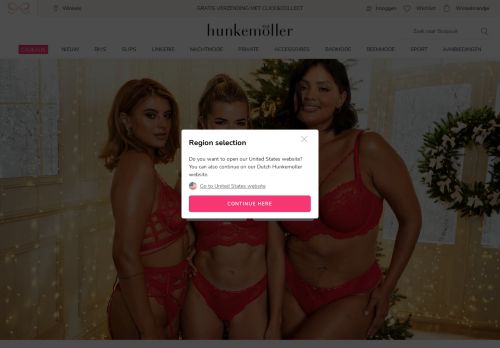 Screenshot van www.hunkemoller.nl