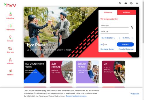 Screenshot van hvv.de