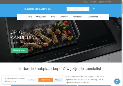 Screenshot van inductiekookplaatshop.nl