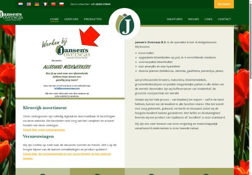 Screenshot van jansensoverseas.com