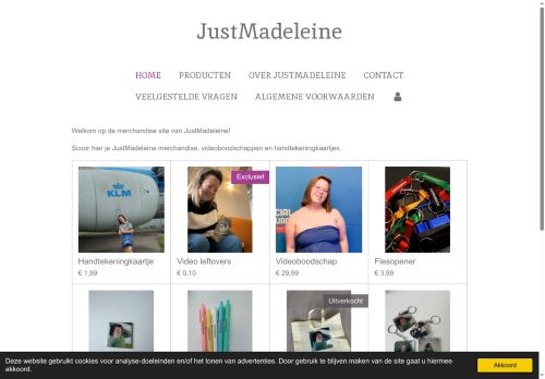 Screenshot van justmadeleine.store