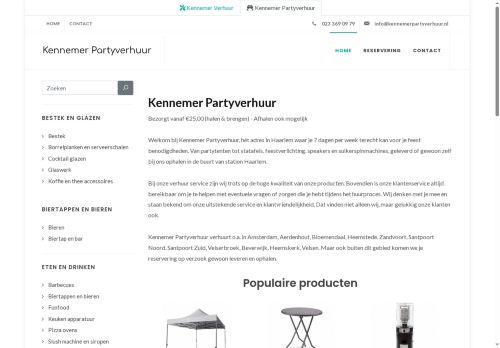 Screenshot van kennemerpartyverhuur.nl