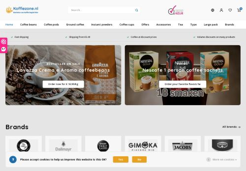 Screenshot van koffiezone.nl