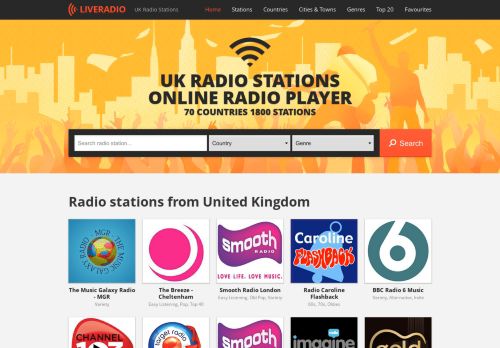 Screenshot van liveradio.uk