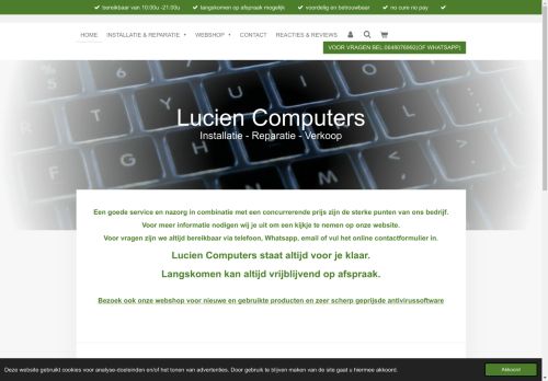 Screenshot van luciencomputers.nl