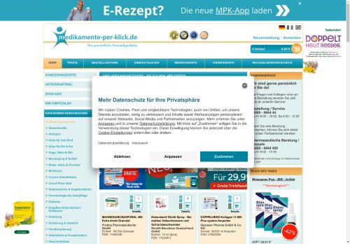 Screenshot van medikamente-per-klick.de